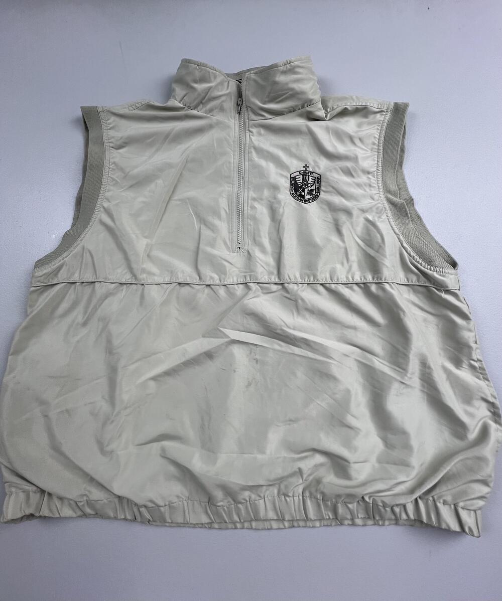 Turfer Sport Vest Mens XL Beige 1/4 Zip Windbreaker Lined Golf Pullover Mesh